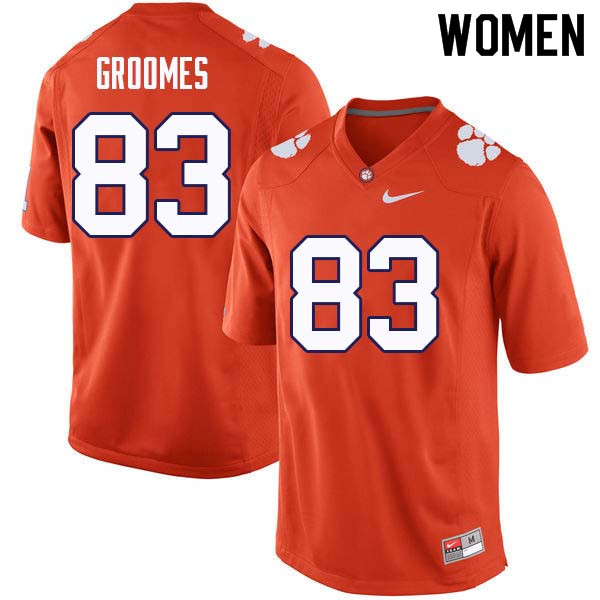 Women #83 Carter Groomes Clemson Tigers College Football Jerseys Sale-Orange